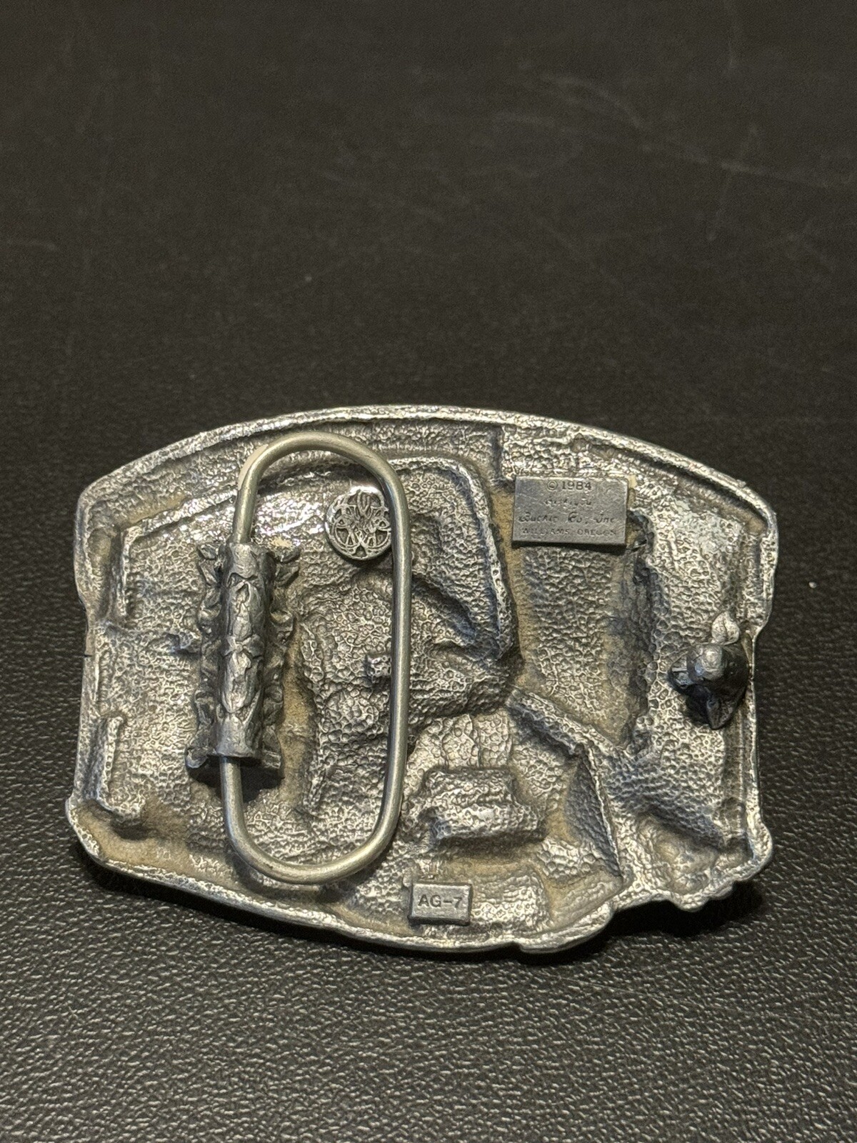 VTG SISKIYOU ARIZONA GOLD PANNING PEWTER BELT BUCKLE AG-7 1984 WILLIAMS OREGON