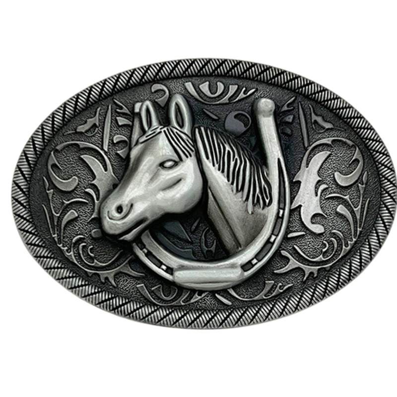 Secure Locking Horse Head Design Belt Buckle Metal Practical Travel Buckle