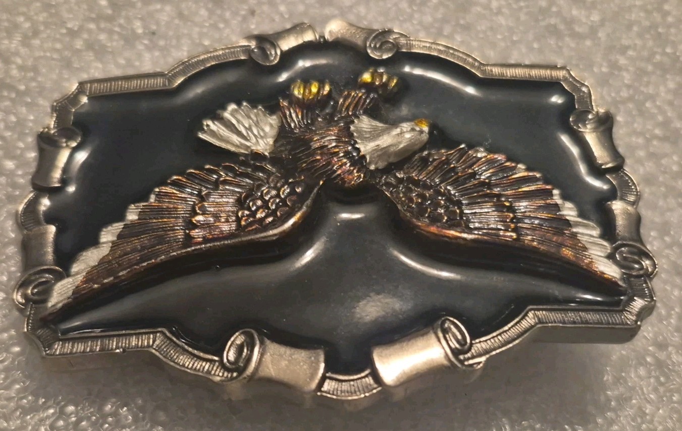 Vintage 1997 Great American Buckle Co. Pure Pewter Bald Eagle Belt Buckle