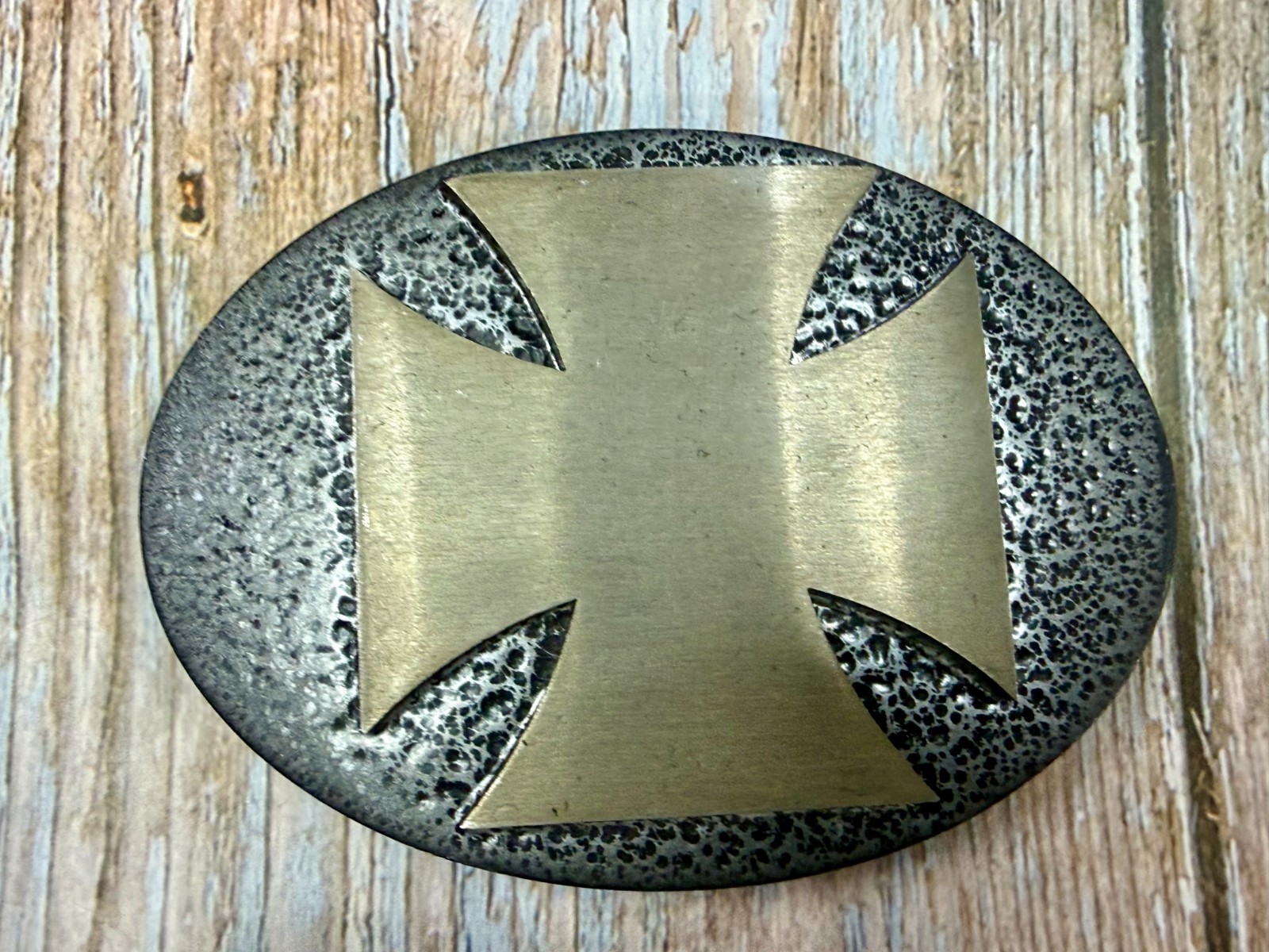 Maltese Iron Cross Religious Gothic Punk Vibe Textured Metal Belt Buckle