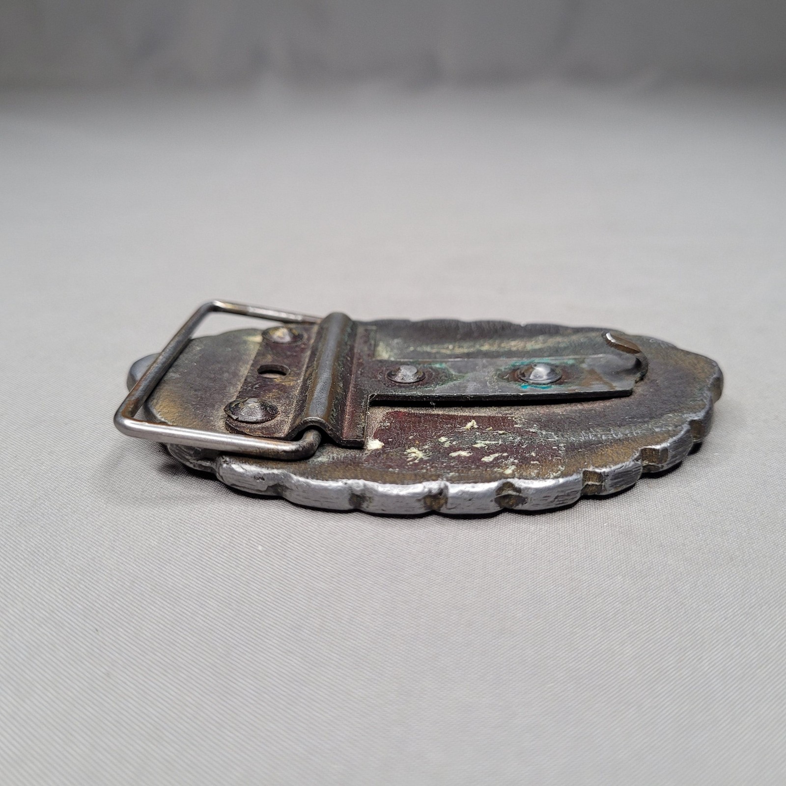 Vintage PIG American Police Belt Buckle Mens One Size Silver Law Order Oval