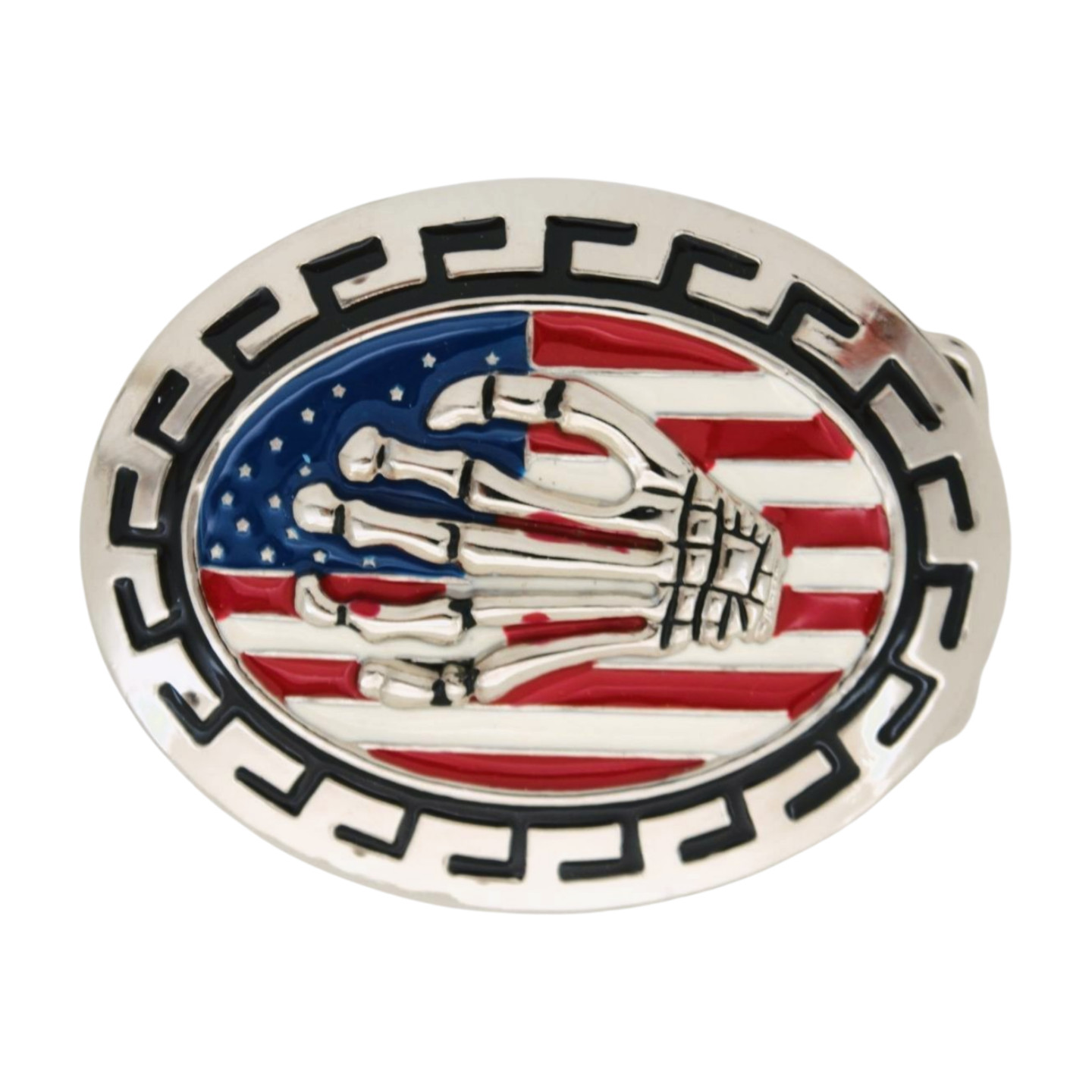 Men Women Silver Metal Belt Buckle Skull Skeleton Fingers Bones Hand USA Flag