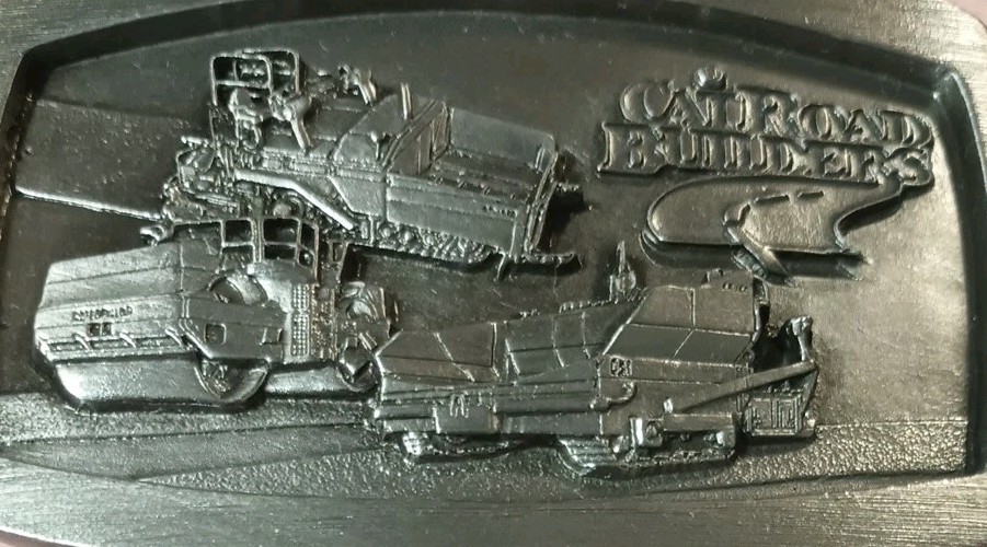 Vintage NOS CAT Road Builders Belt Buckle Caterpillar Heavy Equipment 1992