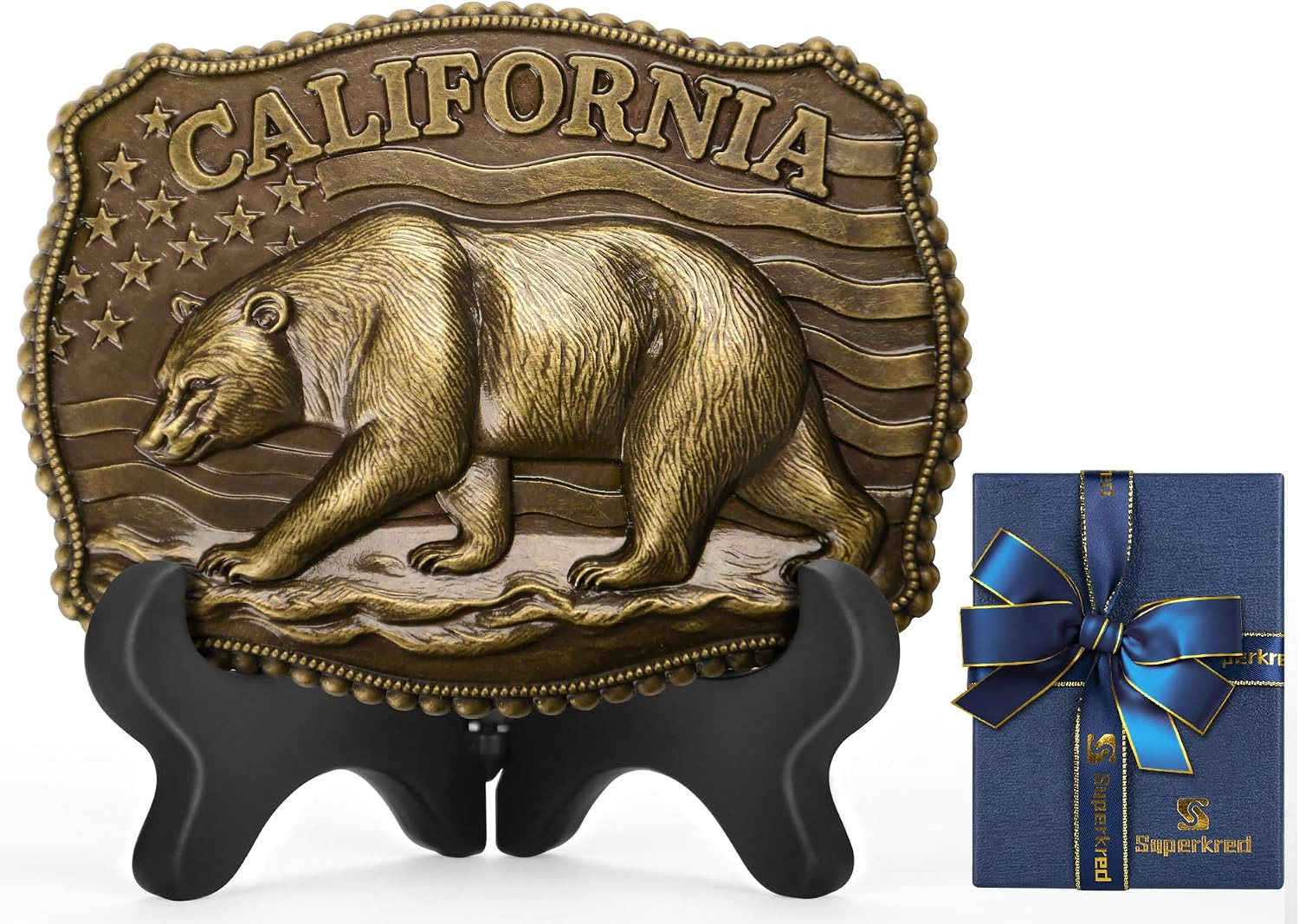Western Belt Buckle for Men – California Grizzly Bear Cowboy Belt Buckles for…