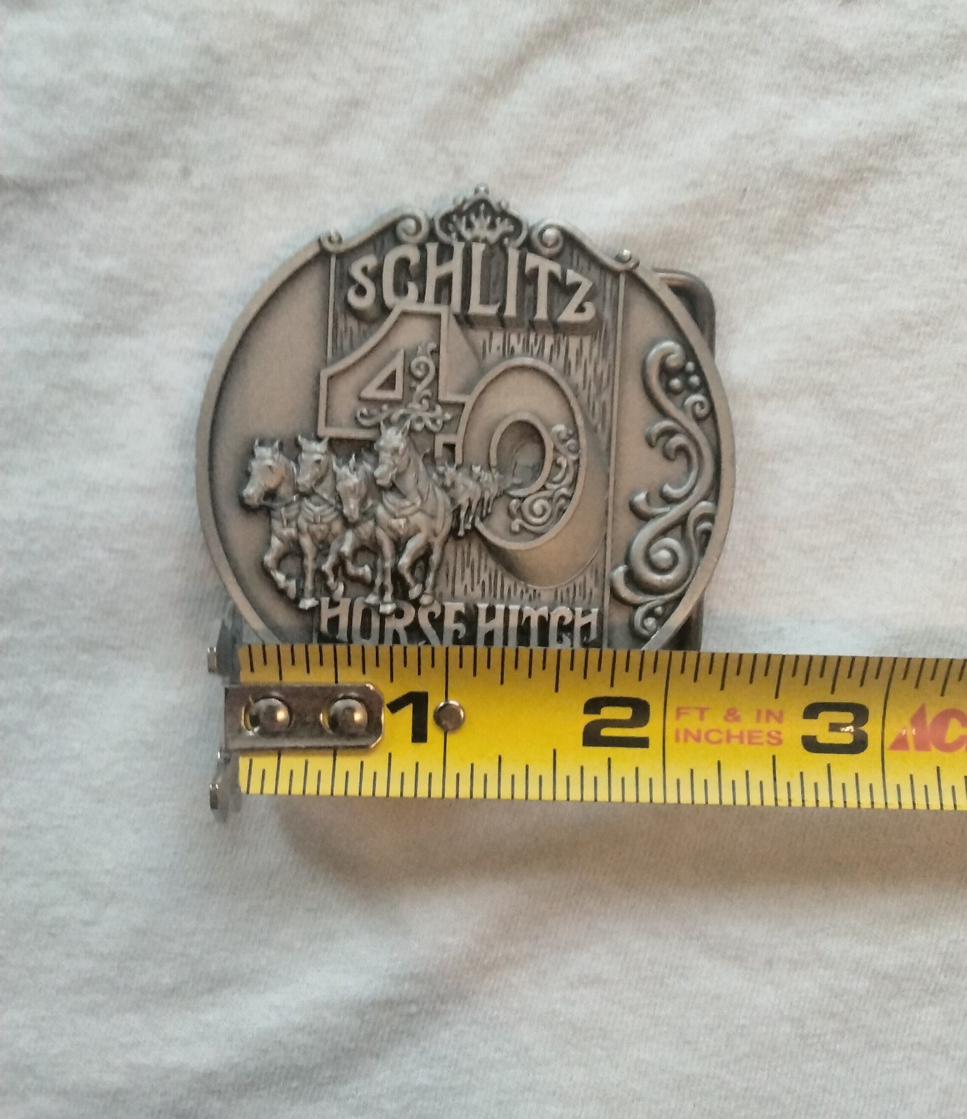 2 Vintage Belt Buckles One Schlitz 40 Horse And A O&rsquo;s Gold 40 Horse Hitch…