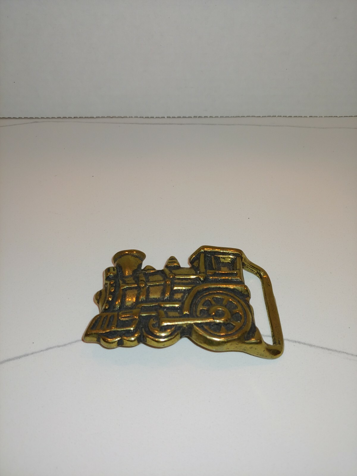Vintage1970s Solid Brass Locomotive Train Belt Buckle EUC