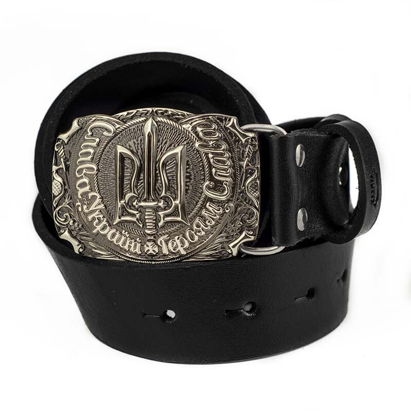 German silver belt buckle Glory to Ukraine! OUN, National Ukrainian OUN trident