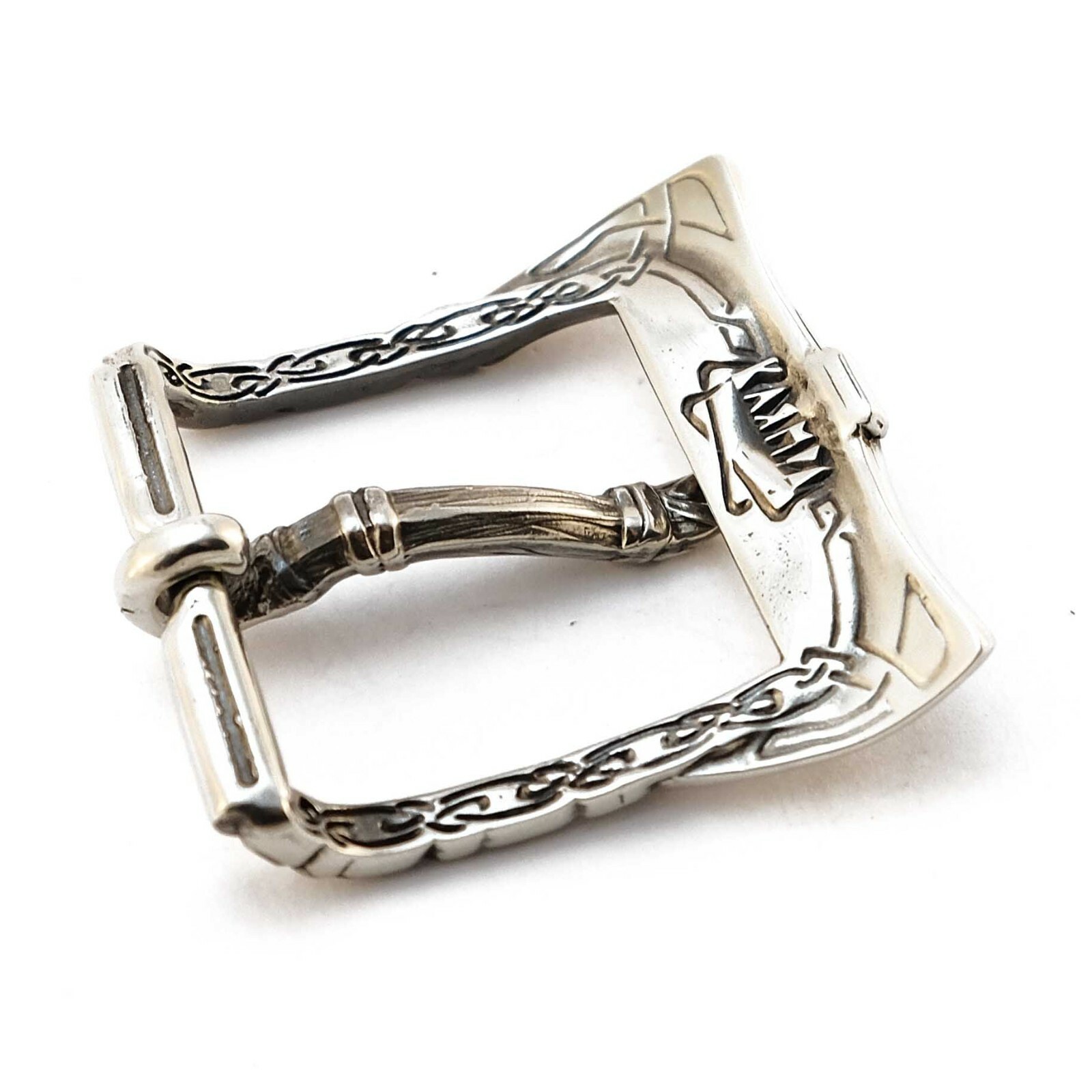 German silver belt buckle Viking Axe, pin type Old Norse Scandinavian military
