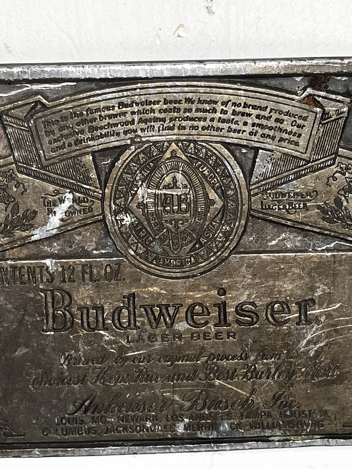 VTG Brass Budweiser Belt Buckle 1970&rsquo;s Classic King Of Beers Anheuser Busch Logo
