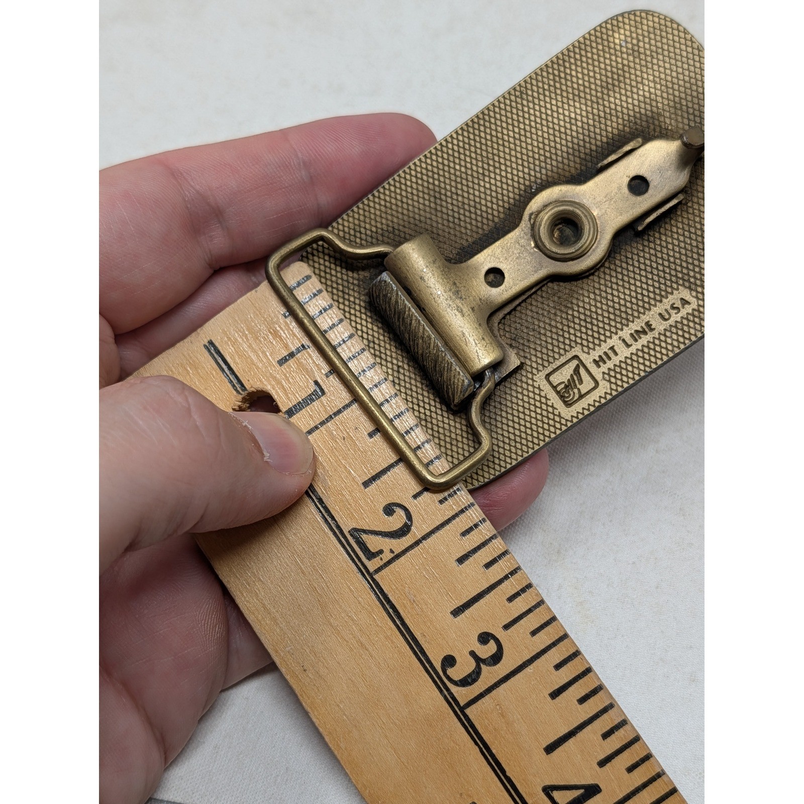 Vintage DA Lubricant Company Belt Buckle Brass Tone Hit Line USA Industrial Logo
