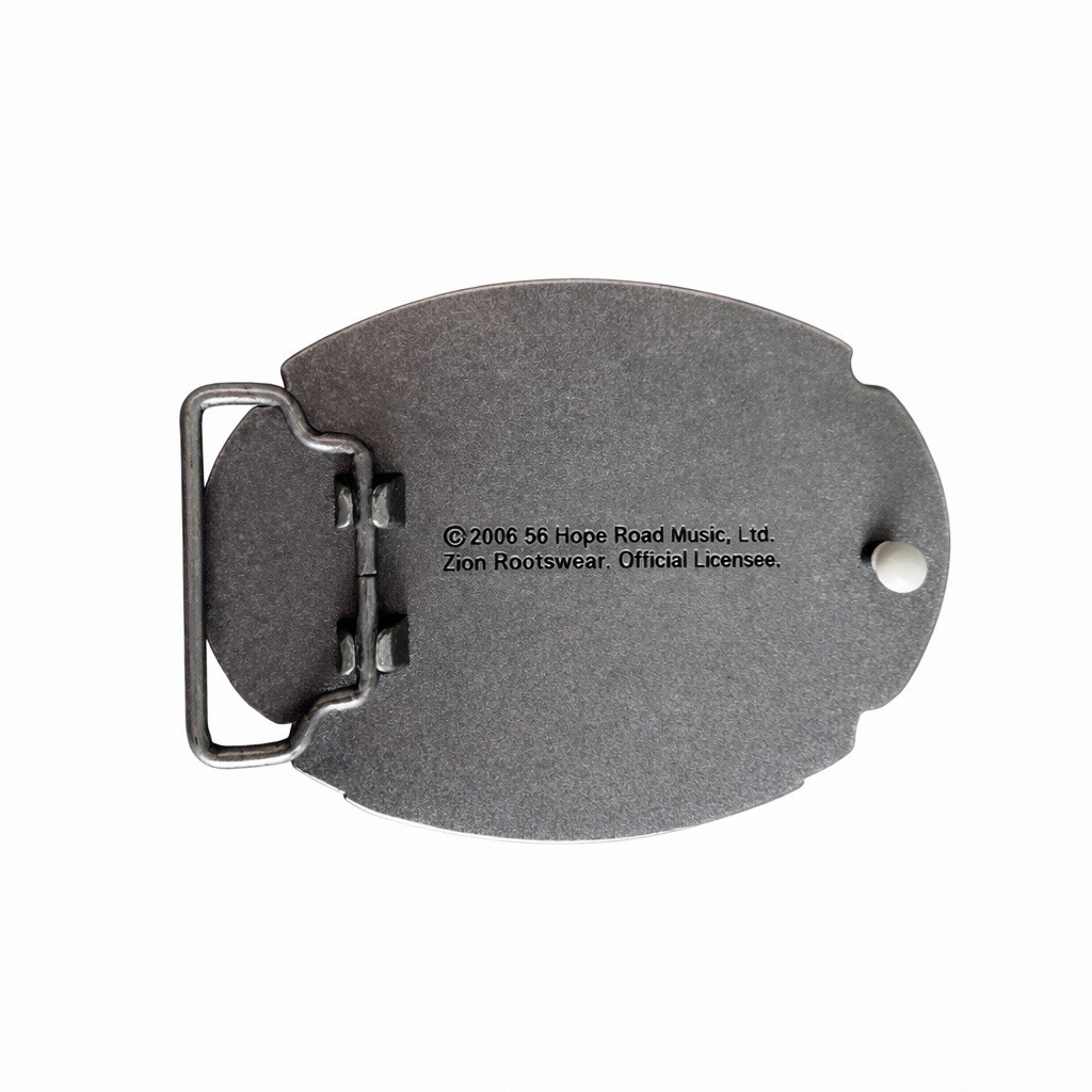 Zion Rootswear Bob Marley Silver Cannabis Leaf Music Belt Buckle Men 2006 Y2K