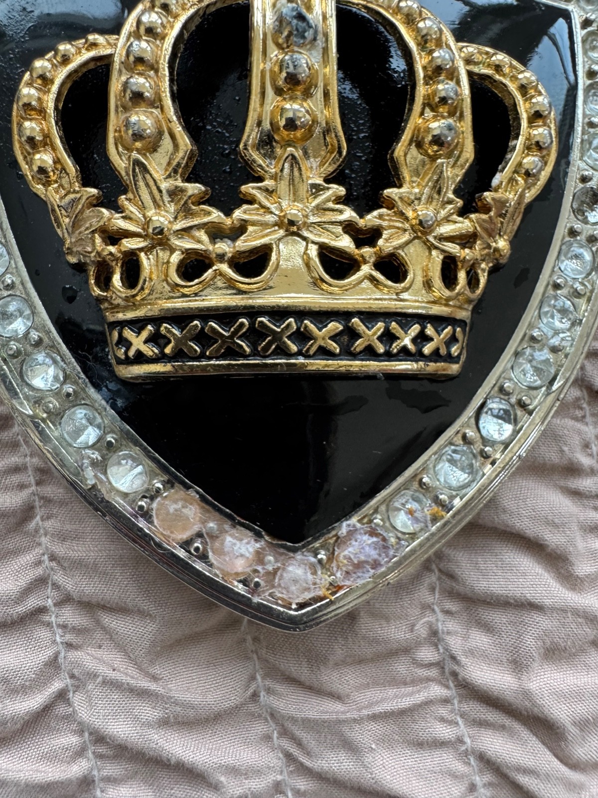 BeltBuckle Crown Shield Royal Cross Gold Black Silver Rhinestone Italia FreeShip