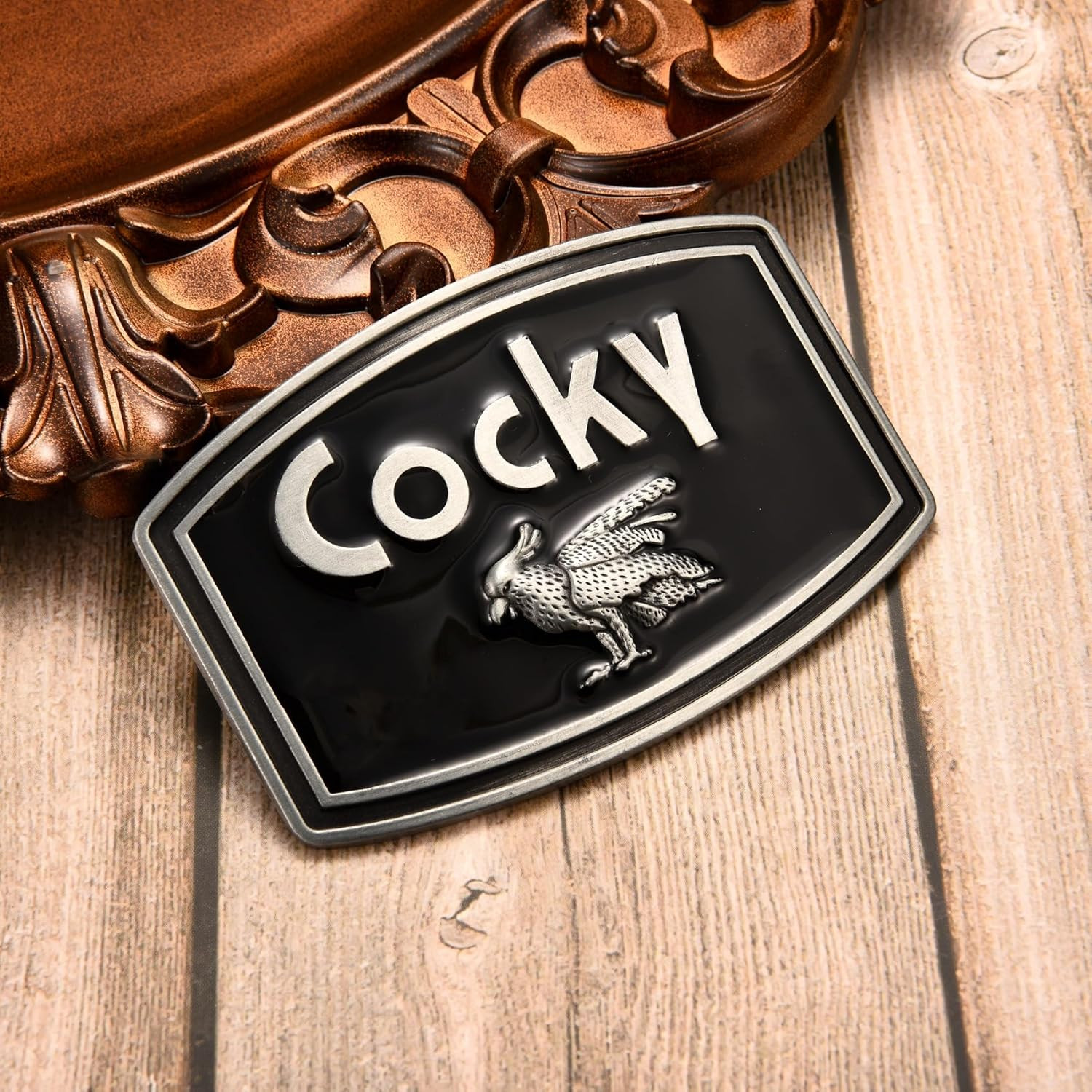 Cocky Belt Buckle Animal Rooster Belt Buckles Men Women, Rectangle Western Booth