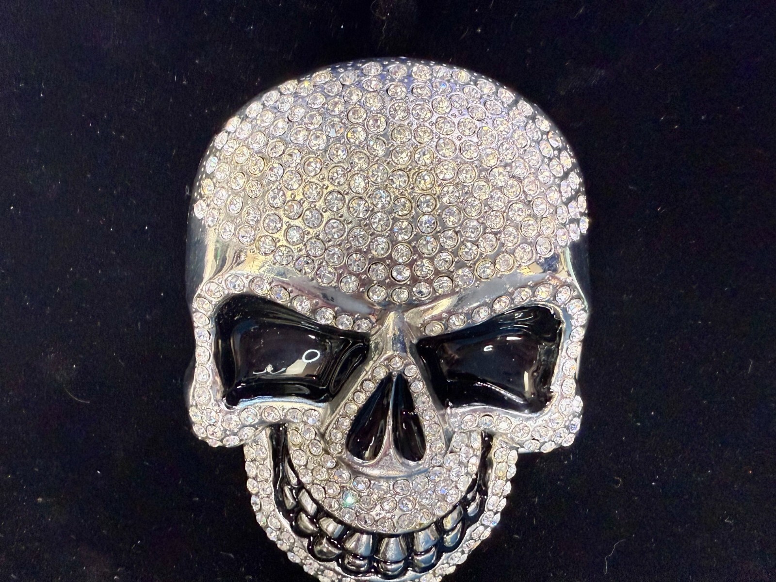 Cool Smiley Skull Head Clear Bling Rhinestones Halloween Gothic Punk Belt Buckle