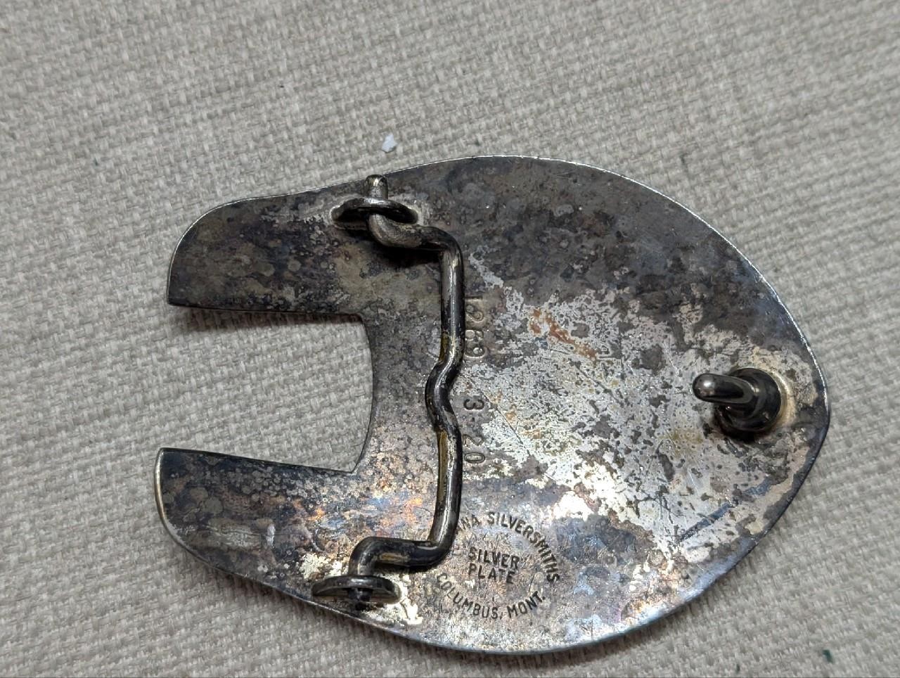 vintage MONTANA SILVERSMITHS belt buckle SILVER PLATE western HORSE engraved