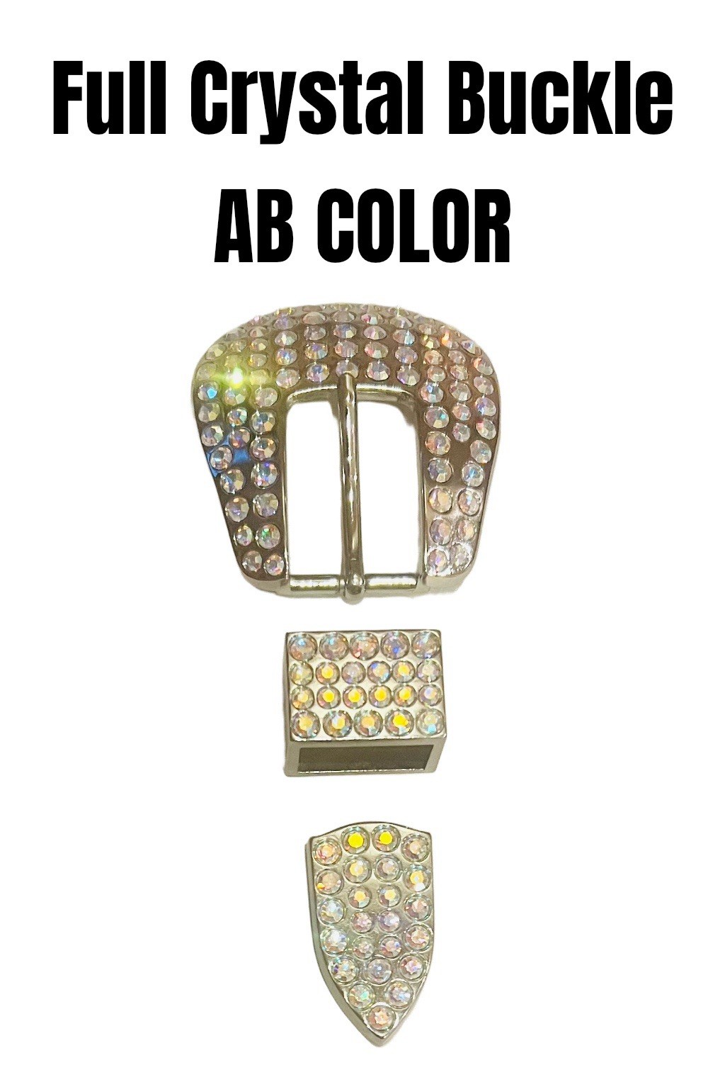 Western Fashion Full Crystal Belt Buckle W/AB Color Crystals