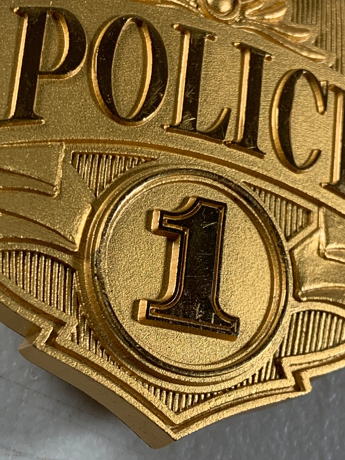 Harley Davidson Motorcycles #1 Police Badge Gold Belt Buckle 2.75&Prime; Tall Jostens