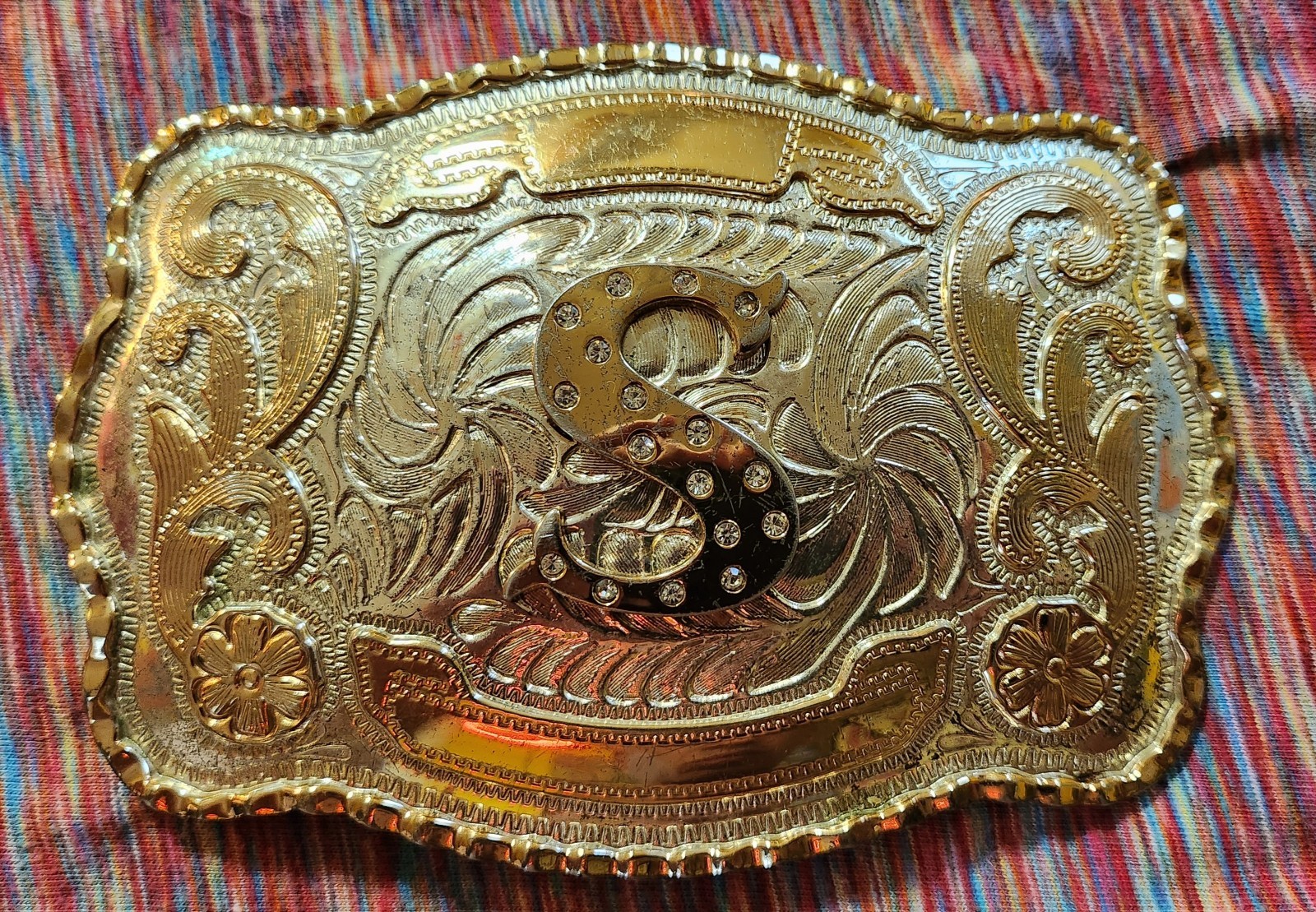 Belt Buckle Intital S In Gold And Silver