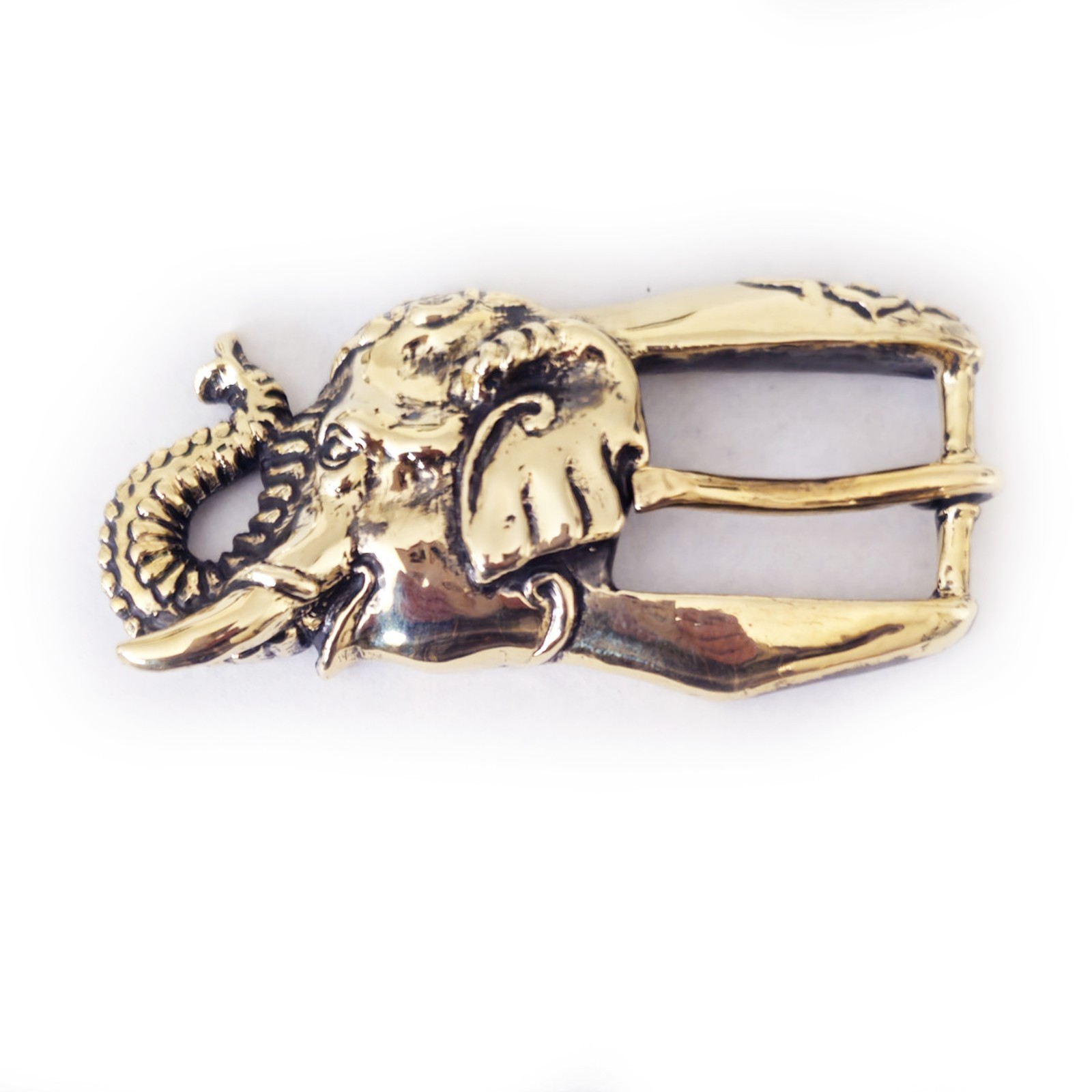 Elephant Head Brass Belt Buckle