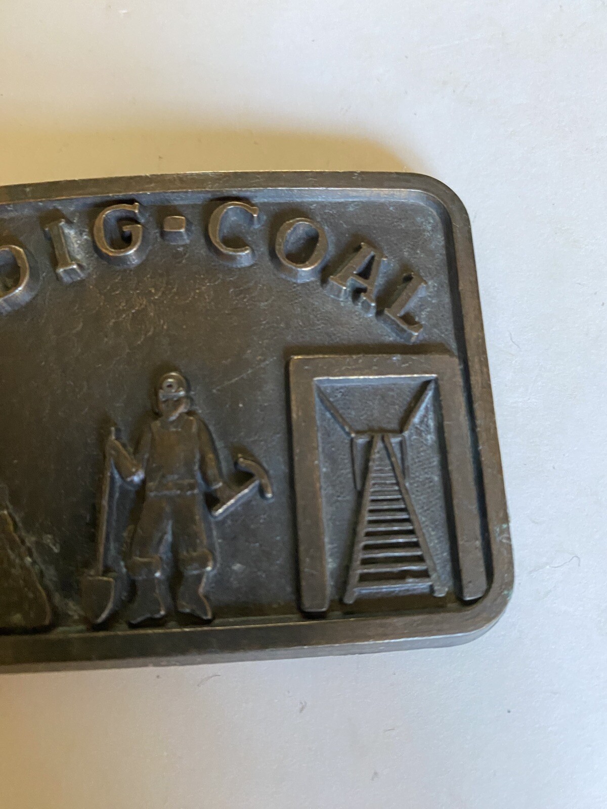 Belt Buckle Vintage Brass (I Dig Coal ) Unmarked