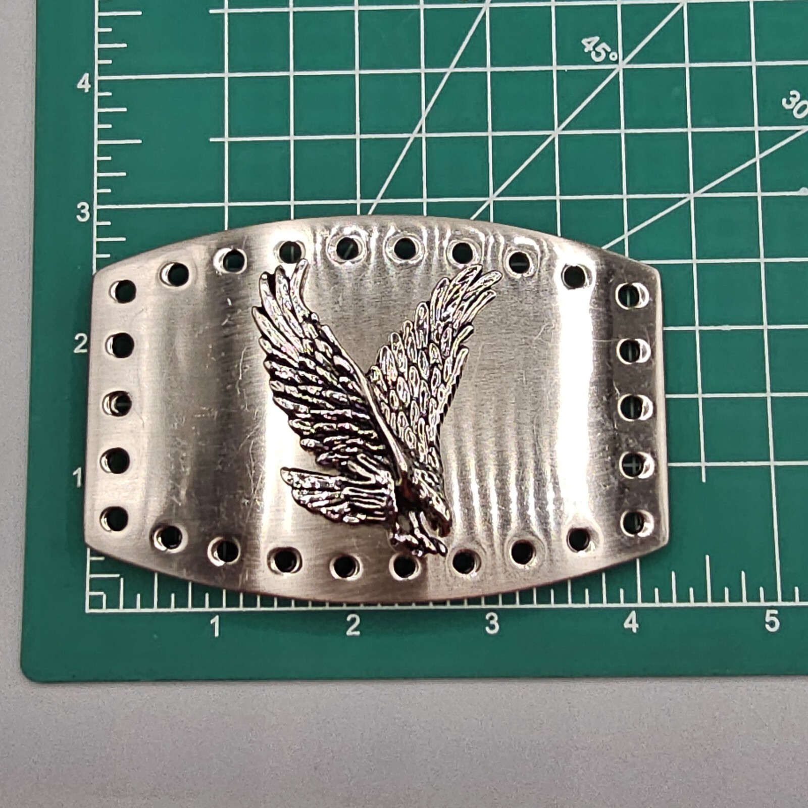 American Eagle Belt Buckle Brushed Nickel Pierced Edge High Relief Flying 3D