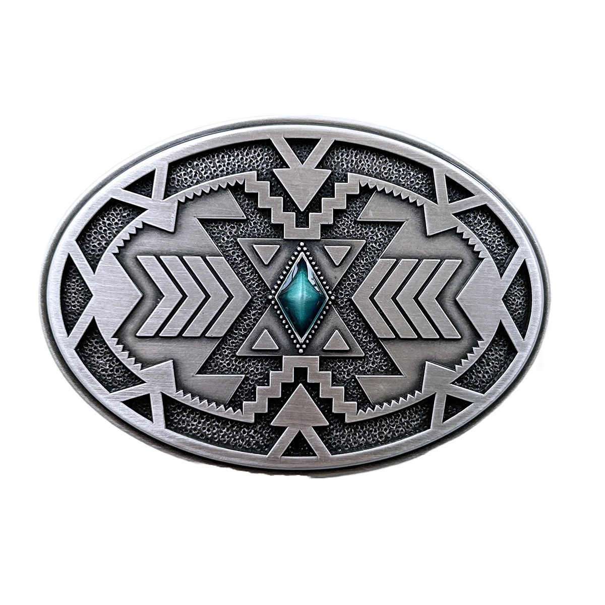 Vintage Style Geometric Patterns Western Cowboy Oval Belt Buckle BUCKLE-WT165SL