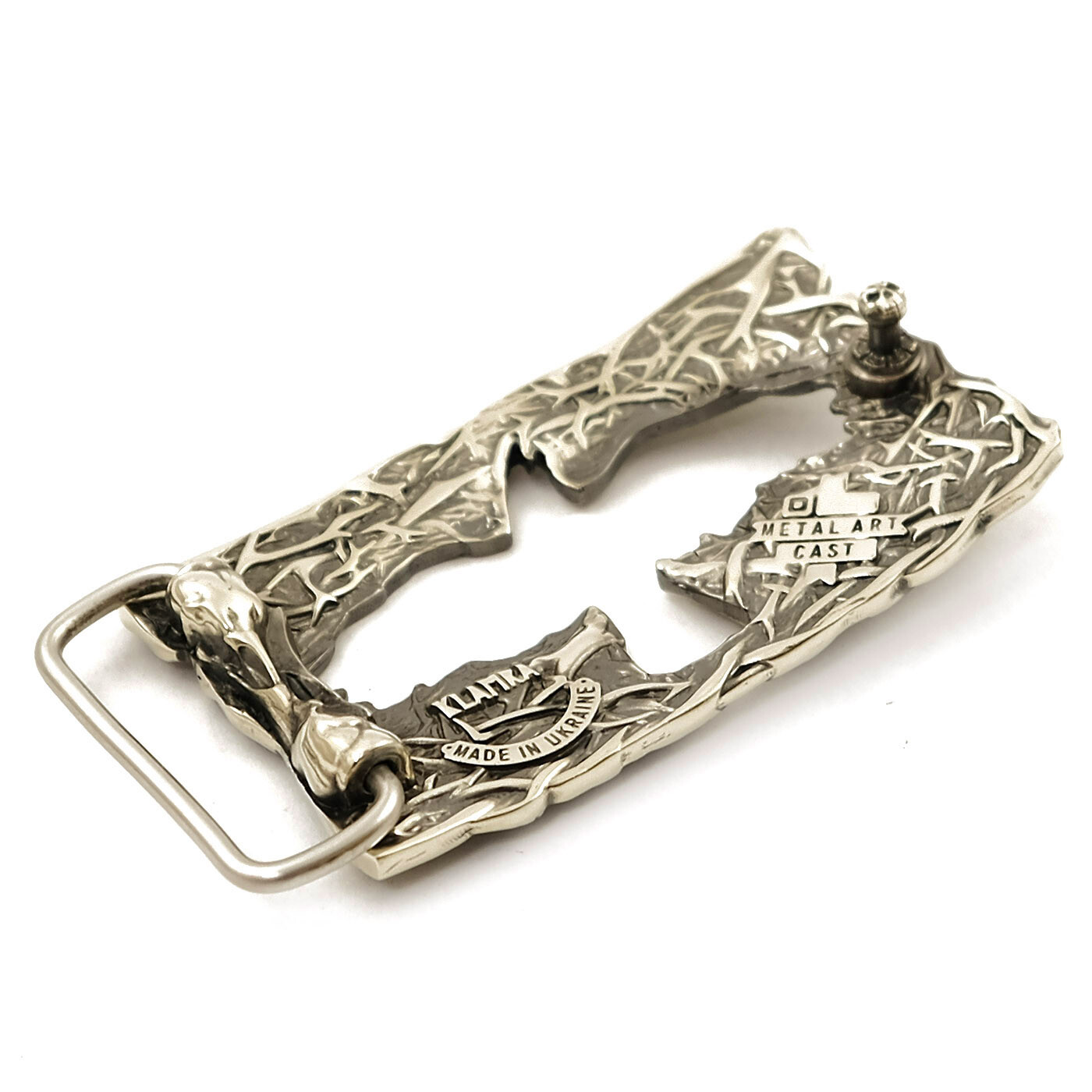 German silver belt buckle Crow, Handmade belt buckle, Mythical black bird buckle