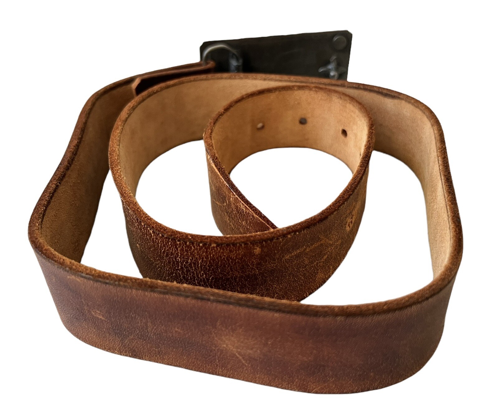 San Francisco Cable Car Belt Buckle W/ Brown Leather Art Belt By Errol G Specter
