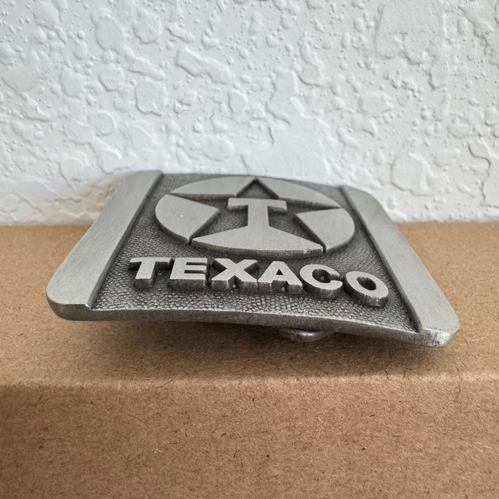 Vintage Texaco 1983 Pewter Belt Buckle Circle Star Logo