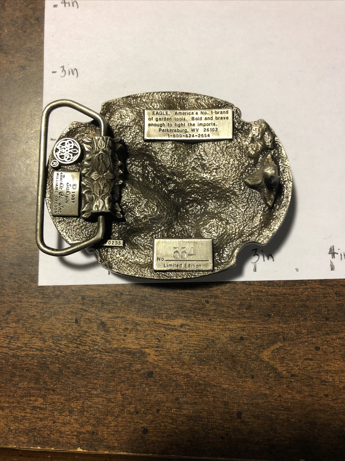 Ames Eagle Lawn and Garden Tools 1987 Siskiyou Buckle Co. Ltd Ed. #1123