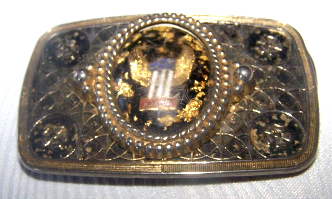 HARLEY DAVIDSON MOTORCYCLES VINTAGE 70&rsquo;S #1 WINGS GOLD FLAKE BELT BUCKLE
