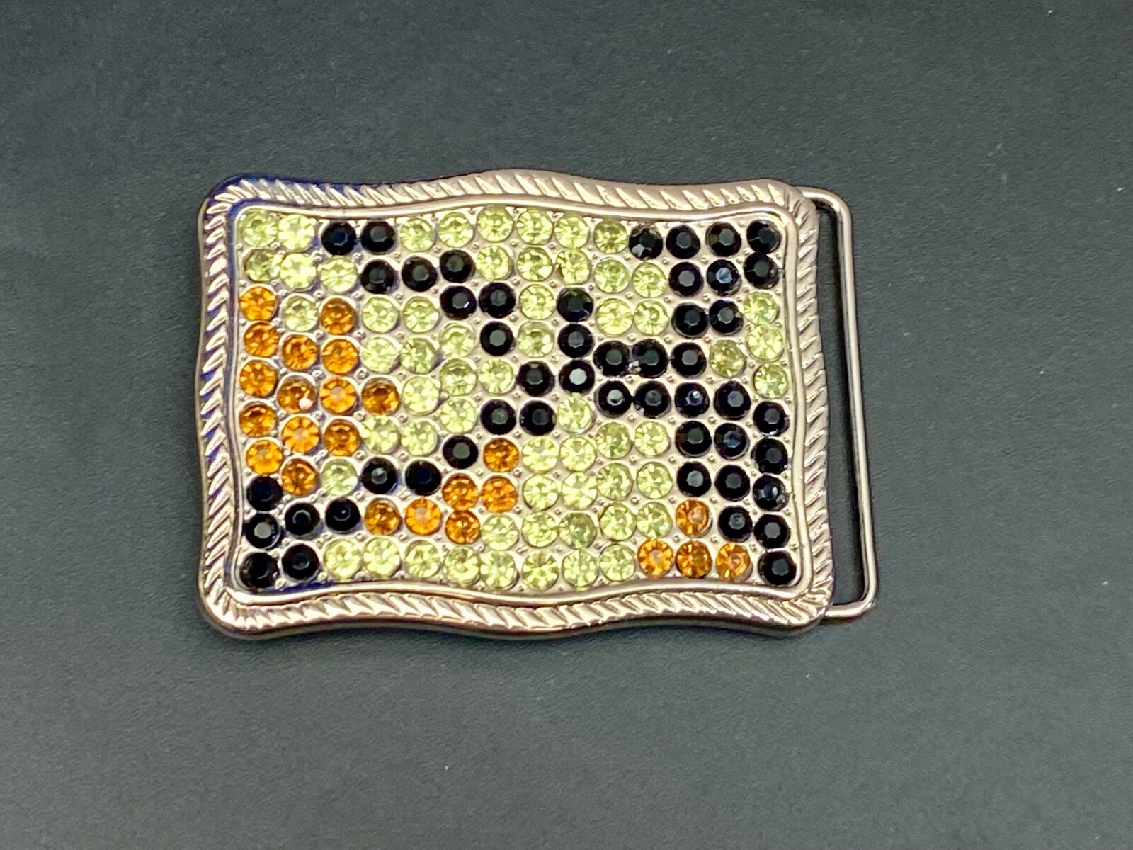 Unique Vintage Mixed Color And Pattern Rhinestone Belt Buckle – F