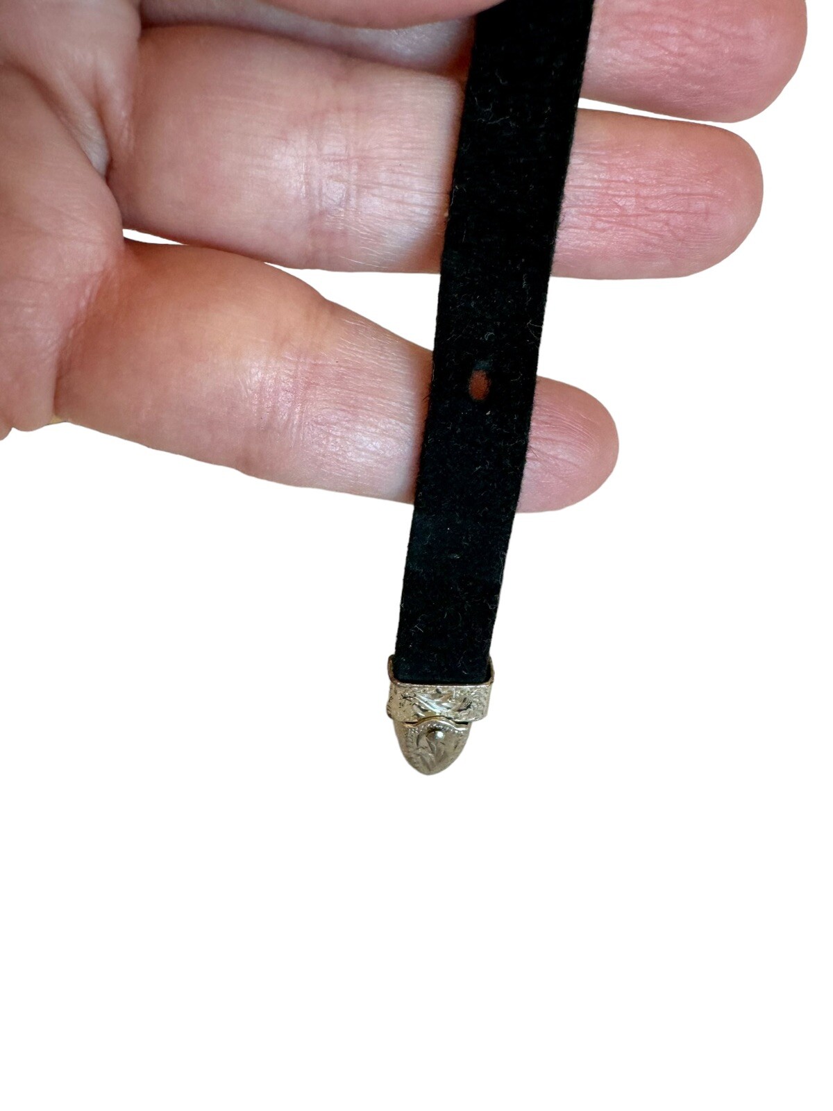 Vogt Vintage 2 Piece Sterling Silver Black Leather Hat Band