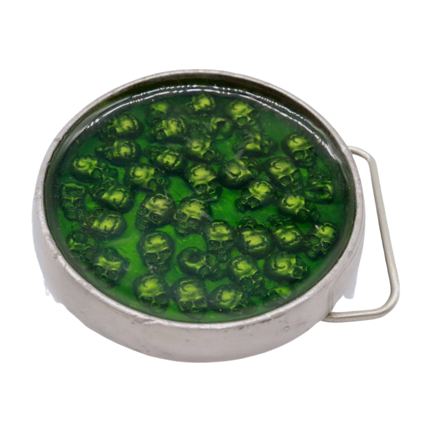 New Men Women Silver Metal Belt Buckle Skulls Biker Western Fashion Green Color