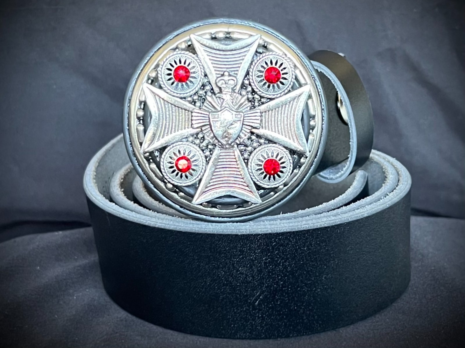 “Blood Cross Relic” New Belt Buckle Red Crystal Industrial OOAK Darren McNeese