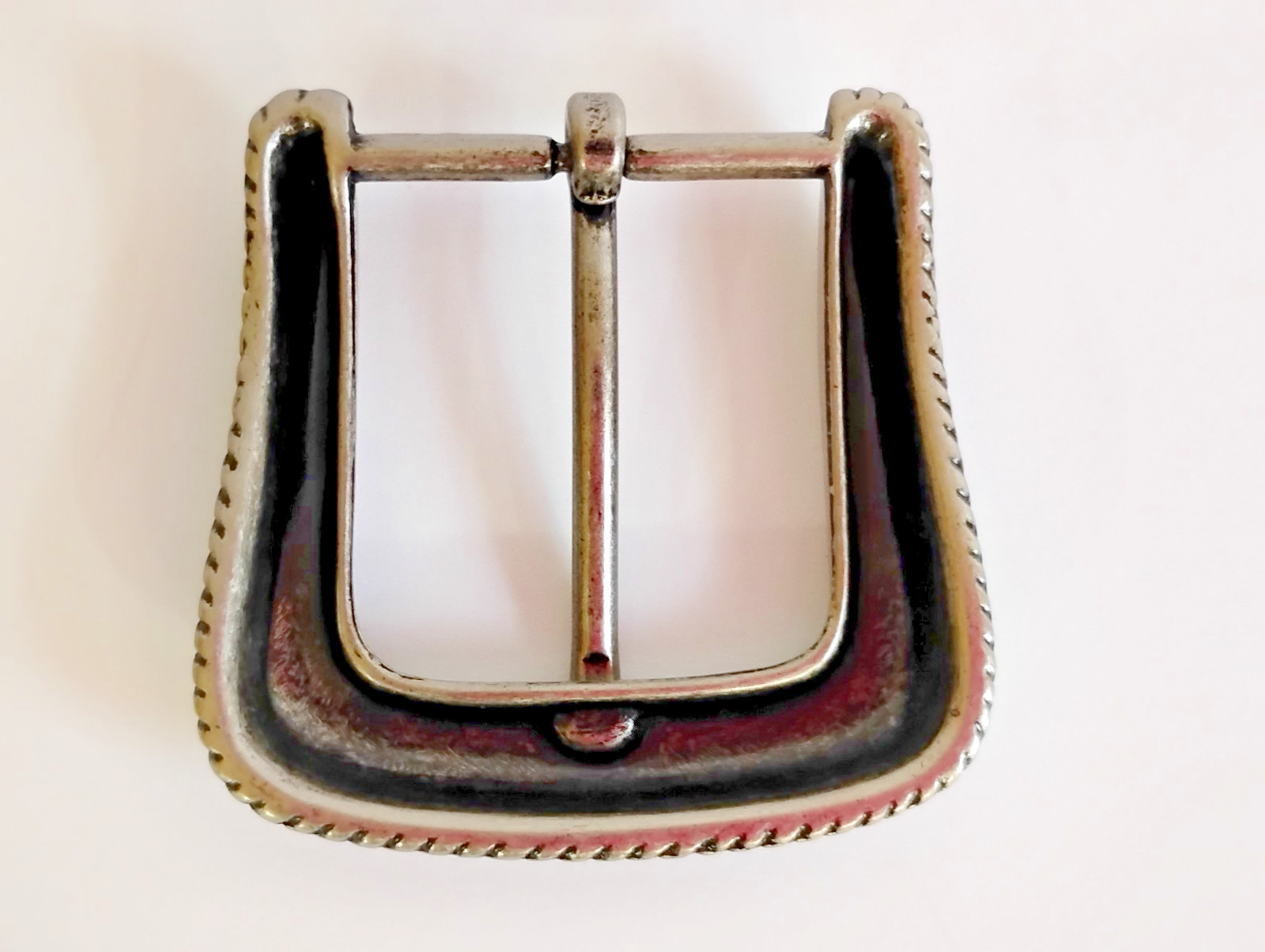 Vintage Rope Edge Silver Horseshoe Design Single Prong Belt Buckle