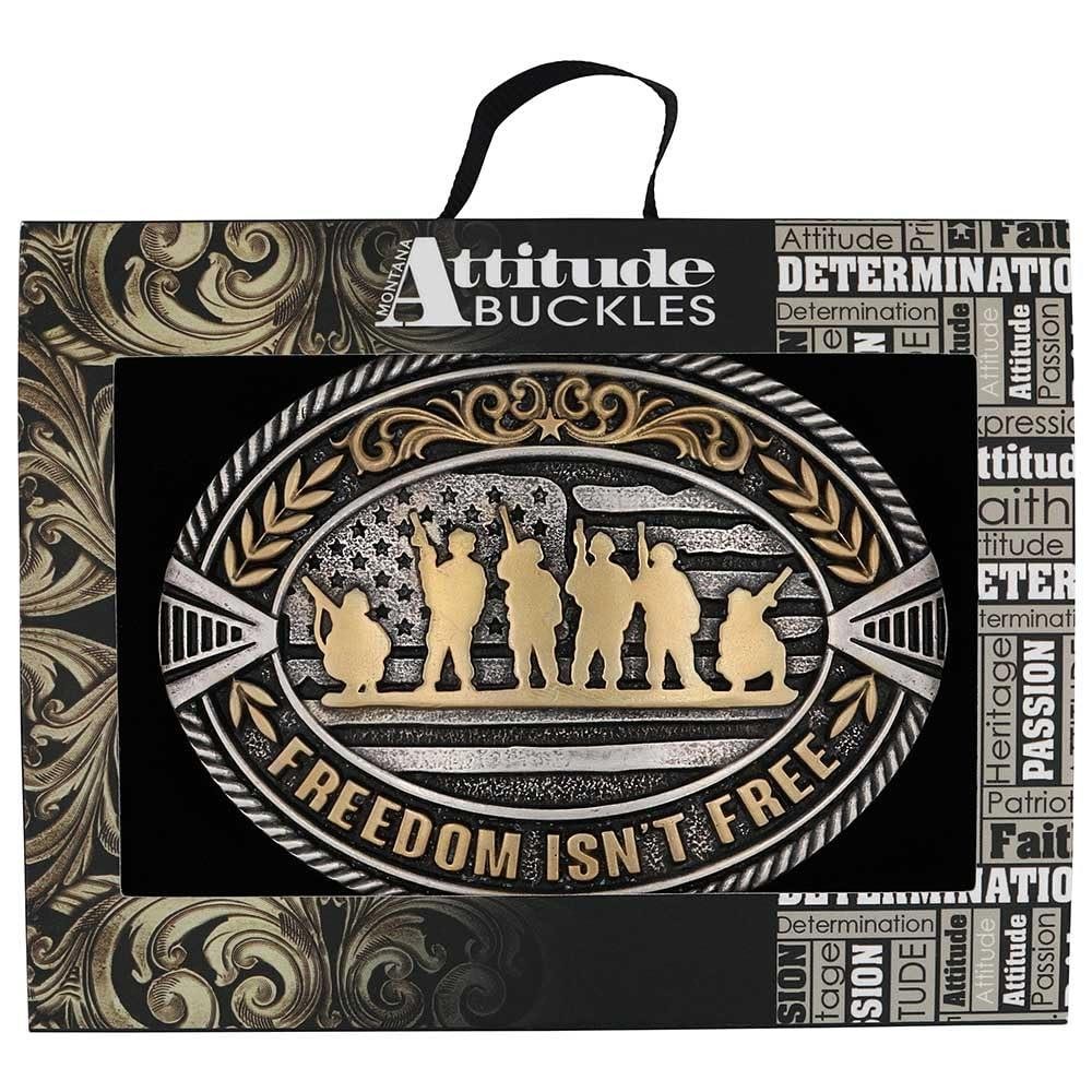Montana Silversmiths Attitude Freedom Isn&rsquo;t Free Soldier Western Belt Buckle