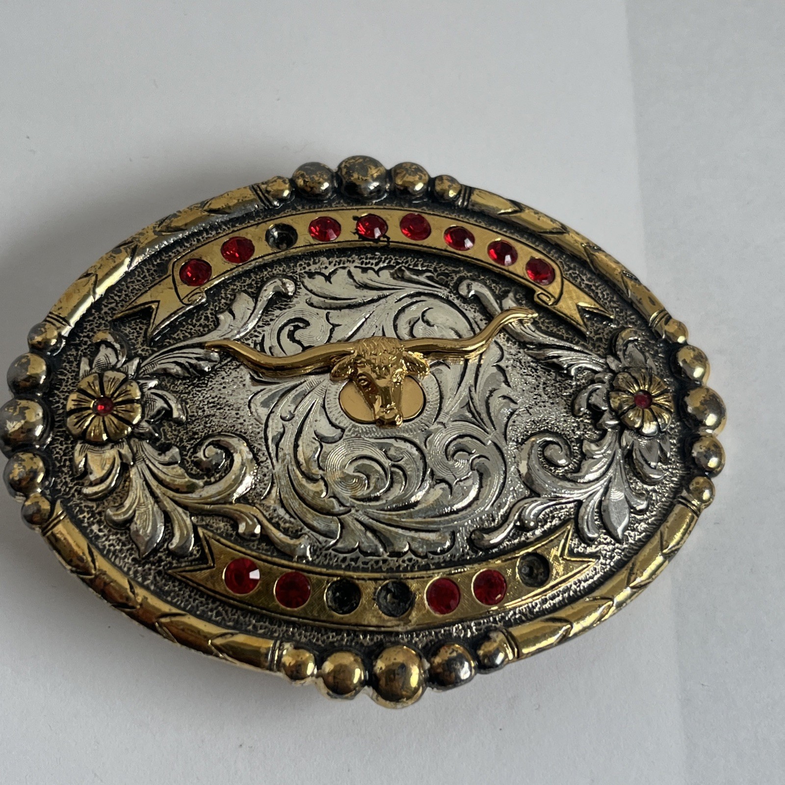 Wrangler Longhorn Silver Plated Pewter Belt Buckle