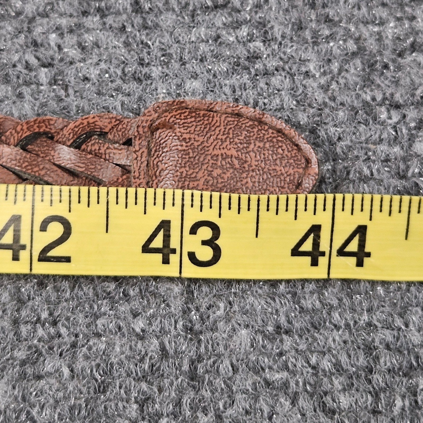 Braided Faux Leather Belt 18W Brown Brass Tone Buckle Y2K Classic Y2K Preppy