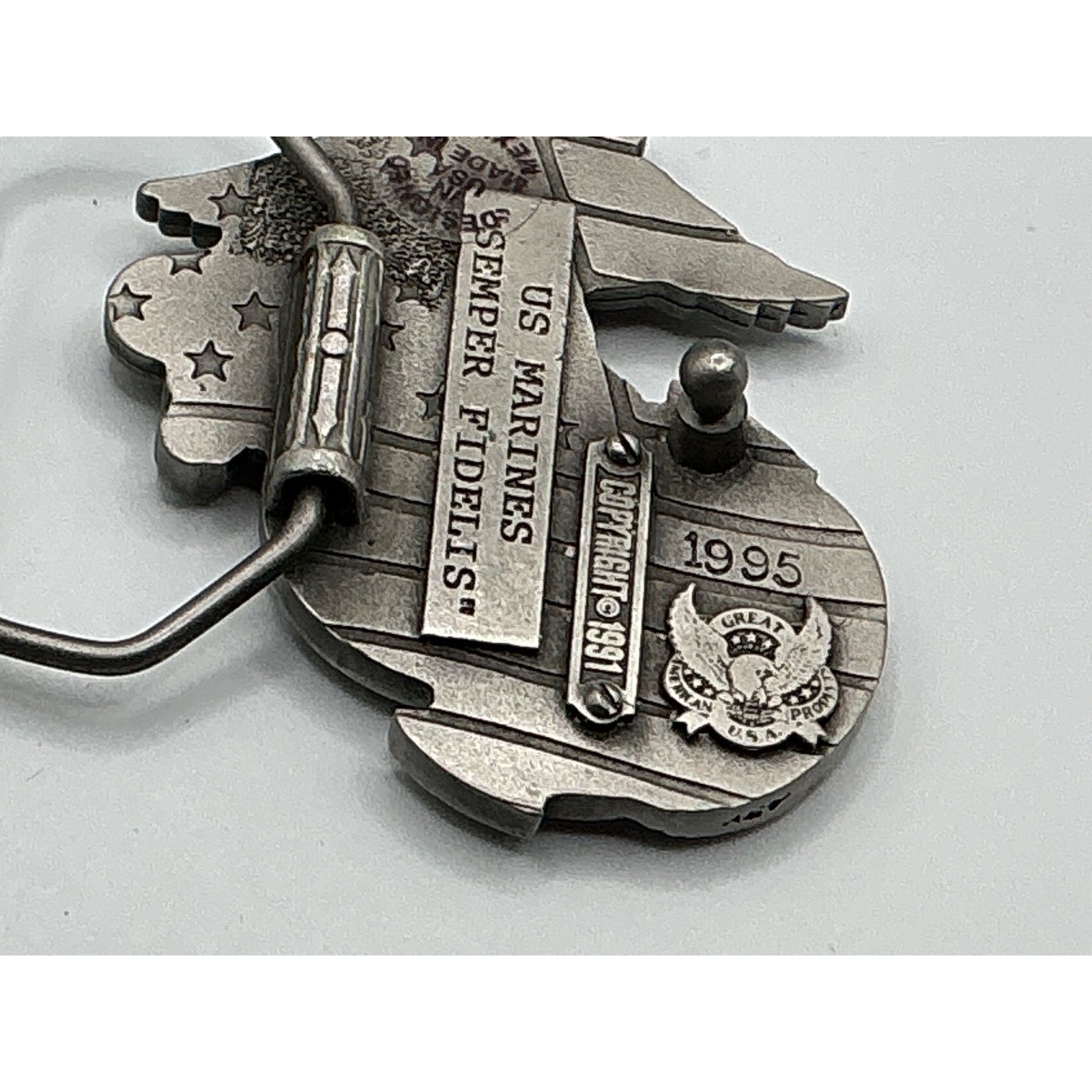 Vintage 1991 US Marines Semper Fidelis EGA Belt Buckle Great American Products
