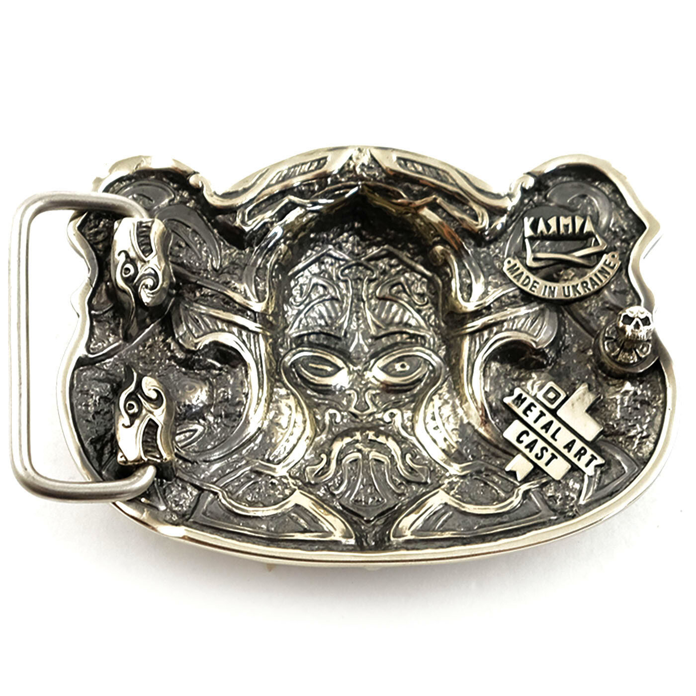 German silver belt buckle  » Viking »; Scandinavian german silver warrior buckle