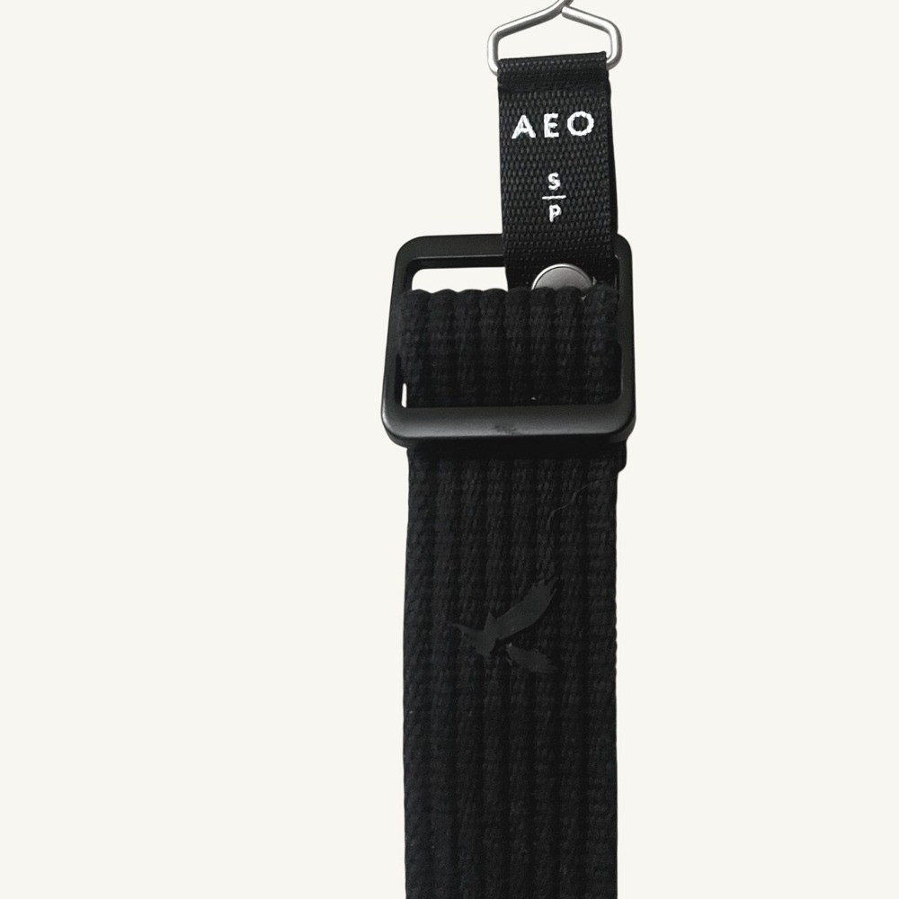 American Eagle Black Adjustable Cotton Web Belt Slider Buckle Mens Small NWT