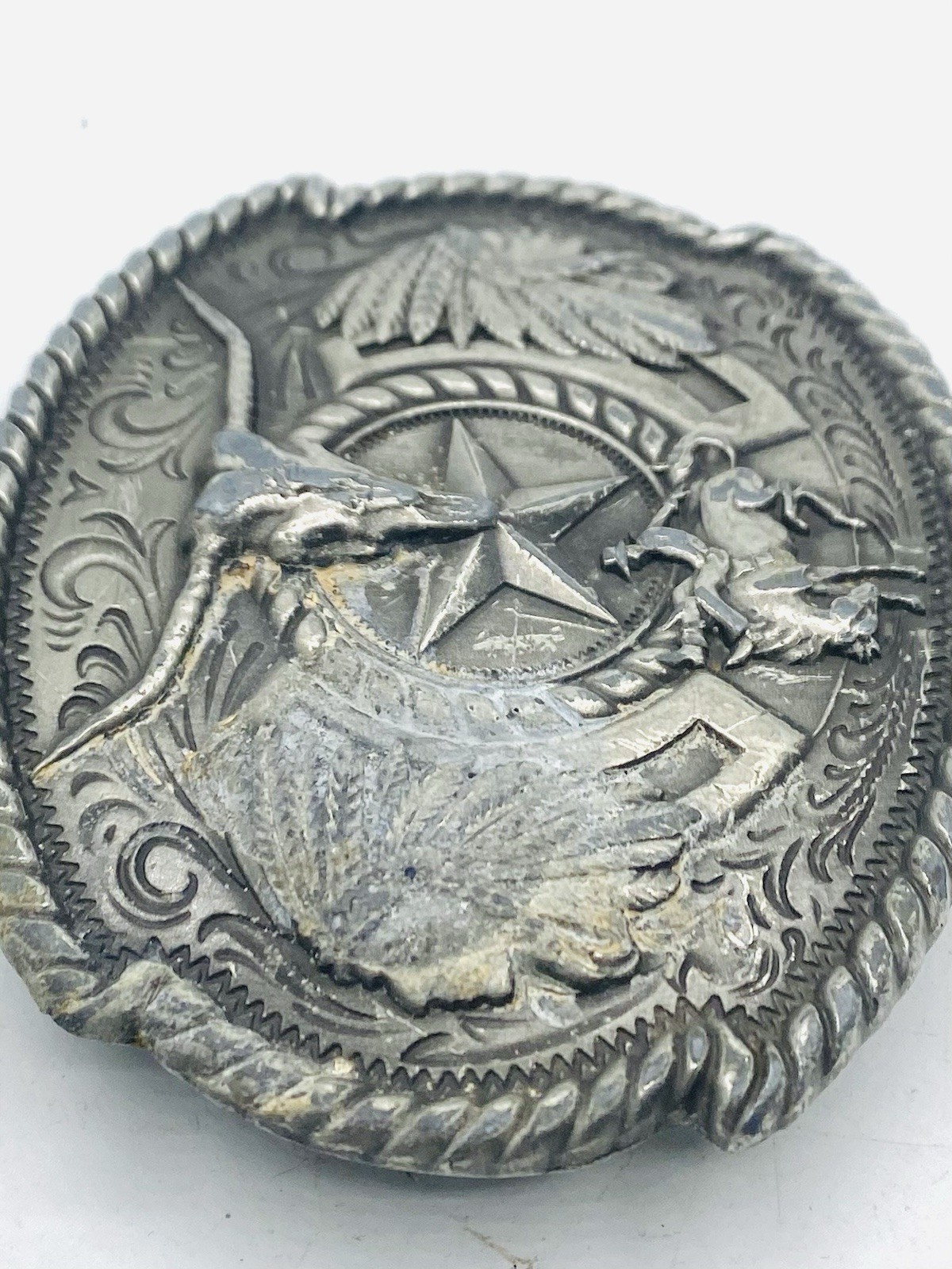 Vintage Nocona® Men&rsquo;s Oval Berry Edge Steer Skull Belt Buckle Z7