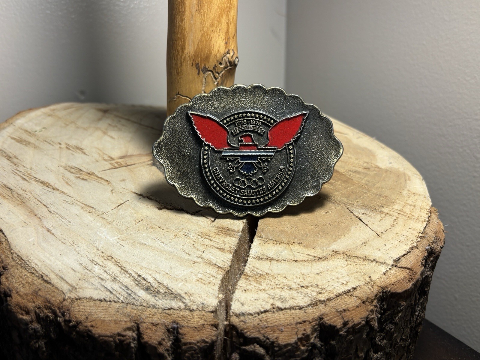 1976 Chevrolet Bicentennial Belt Buckle Chevy Eagle Logo R Roberts USA RARE GMAD