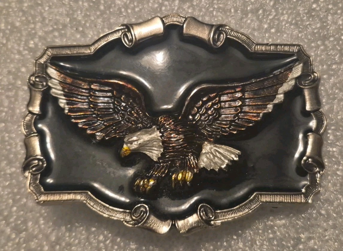 Vintage 1997 Great American Buckle Co. Pure Pewter Bald Eagle Belt Buckle