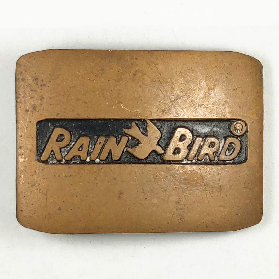 Vtg Rain Bird Logo Brass Belt Buckle