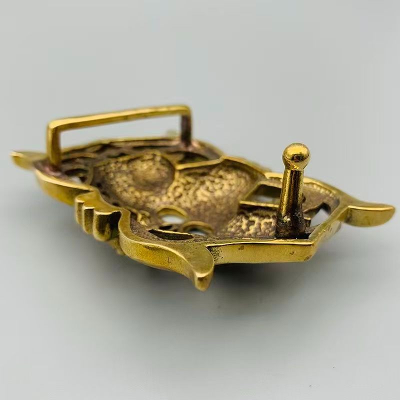 Pure copper skull belt buckle copper creative men&rsquo;s brass smooth buckle