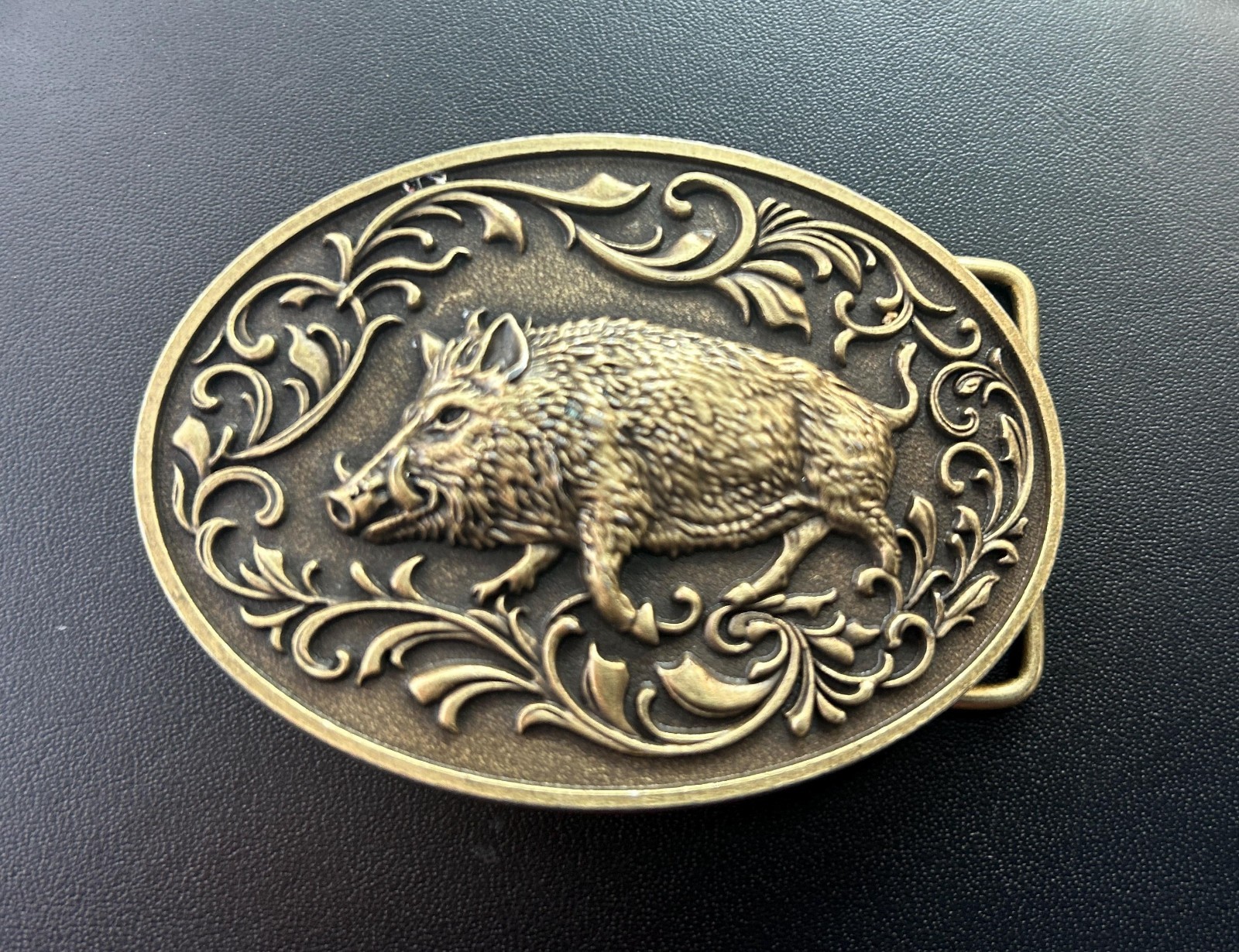 Bronze Wild Hog Belt Buckle Western Style Wild Boar Hunting Pig Solid Metal