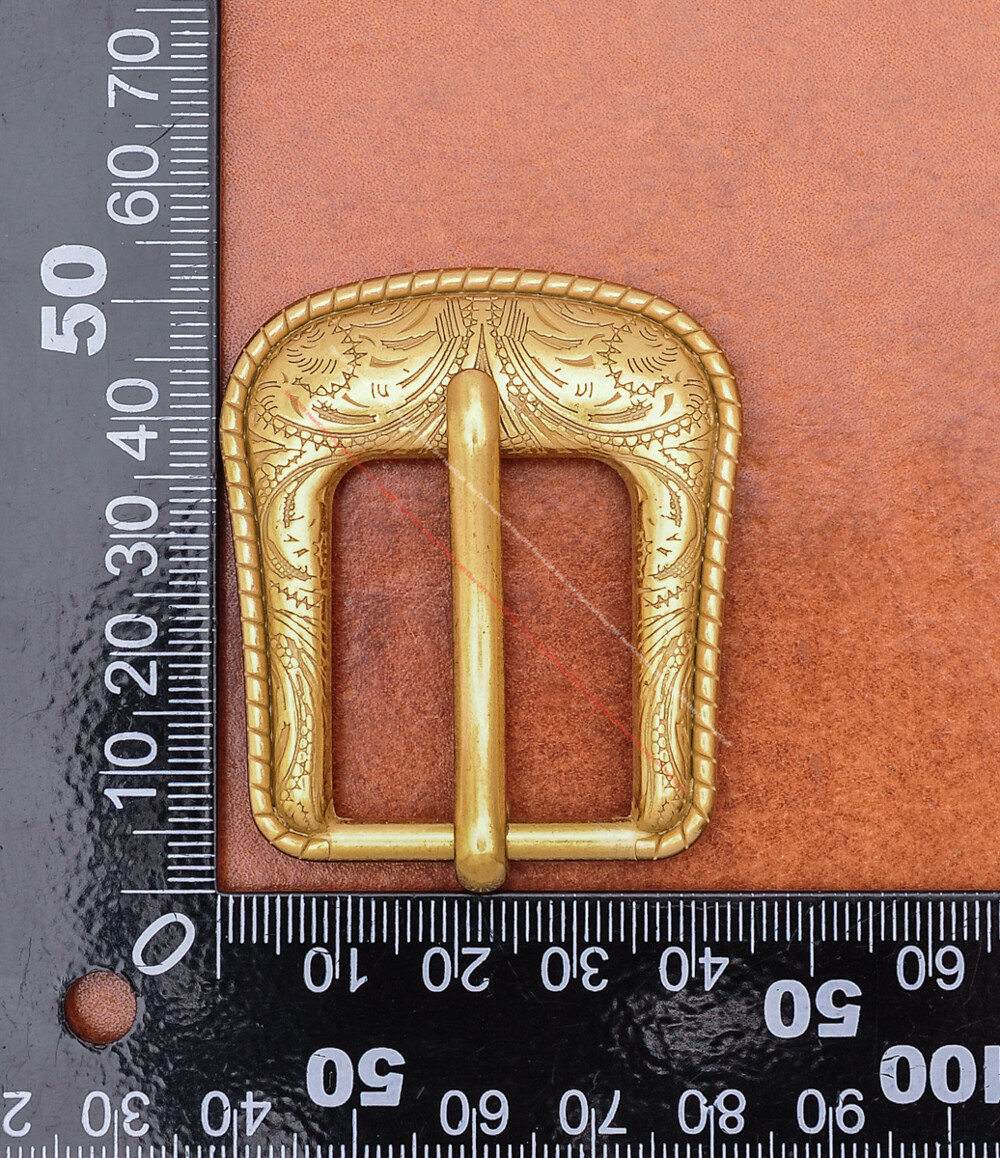 25MM Brass Plated Vintage Flower Leathercraft Belt Buckle Set Fit 1 Inch Strap