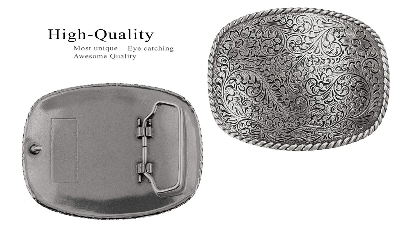 Western Antique Floral Engraved Rope Edge Design Belt Buckle fits 1-1/2&Prime;(38mm)